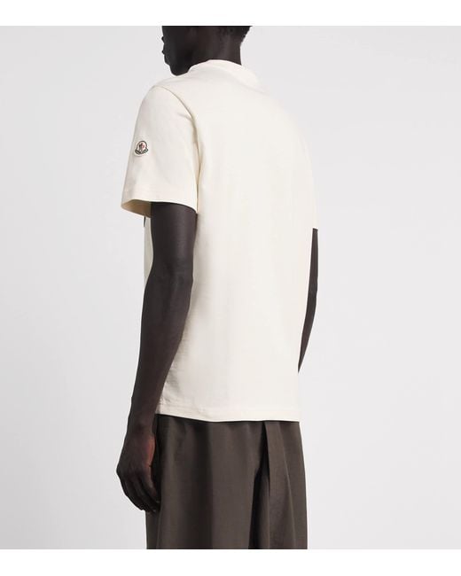 Moncler White Cotton Denim-Pocket T-Shirt for men