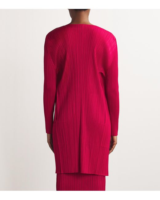 Pleats Please Issey Miyake Red New Colorful Basics Longline Cardigan for men
