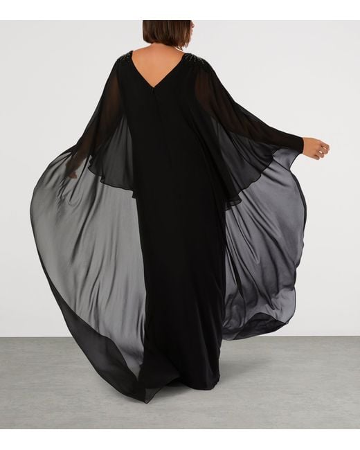 Marina Rinaldi Black Embellished Caped Gown