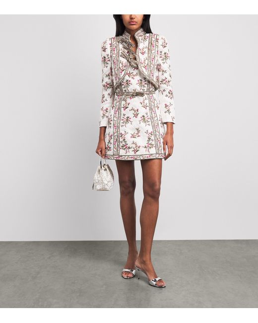Alice + Olivia White Embellished Ilaria Brocade Jacket