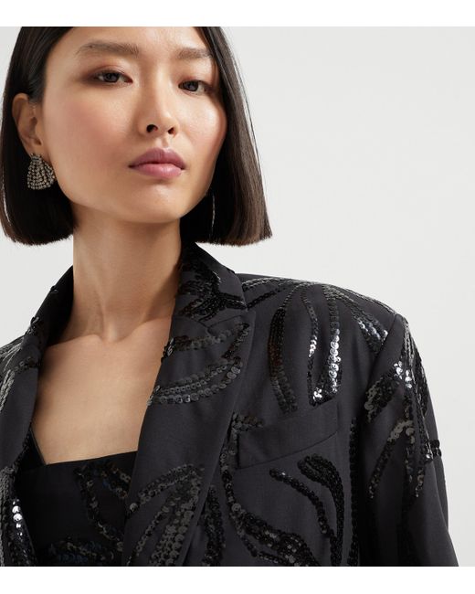 Brunello Cucinelli Black Embellished Single-Breasted Blazer