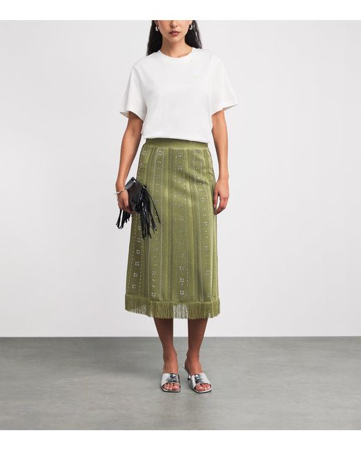 Maje Green Embellished Midi Skirt