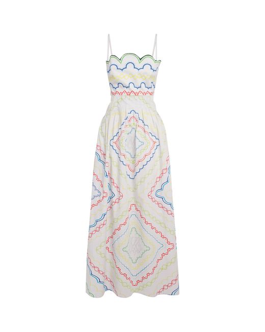 Mary Katrantzou White Stretch-Cotton Finley Midi Dress