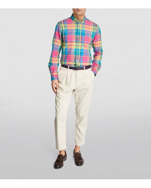 Polo Ralph Lauren White Check Slim Oxford Shirt for men