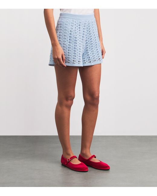 Sandro Blue Embellished Crochet Shorts