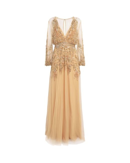 Zuhair Murad Natural Tulle Embellished Gown