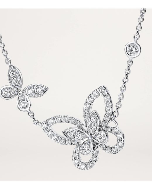 Graff Metallic And Diamond Butterfly Necklace