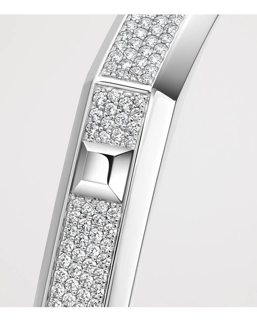 Messika White Moderniste Medium And Diamond Pavé Bangle