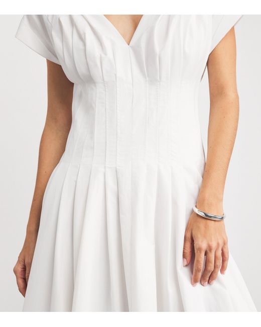 Jonathan Simkhai White Cotton Pleated Nina Midi Dress