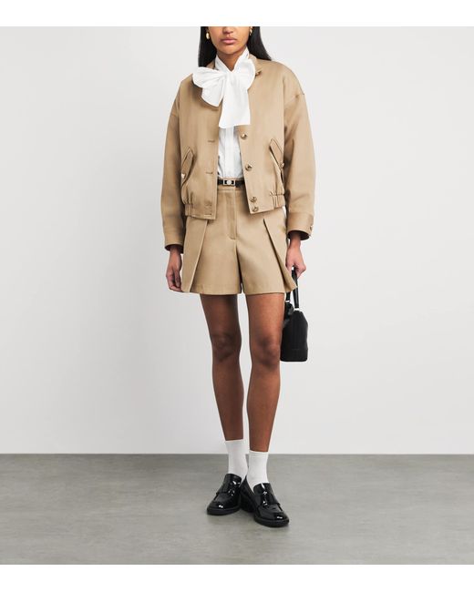 Maje Natural Cotton Pleated Shorts