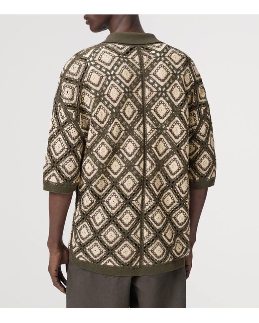 AllSaints Green Cotton Knitted Short-Sleeve Cardigan for men