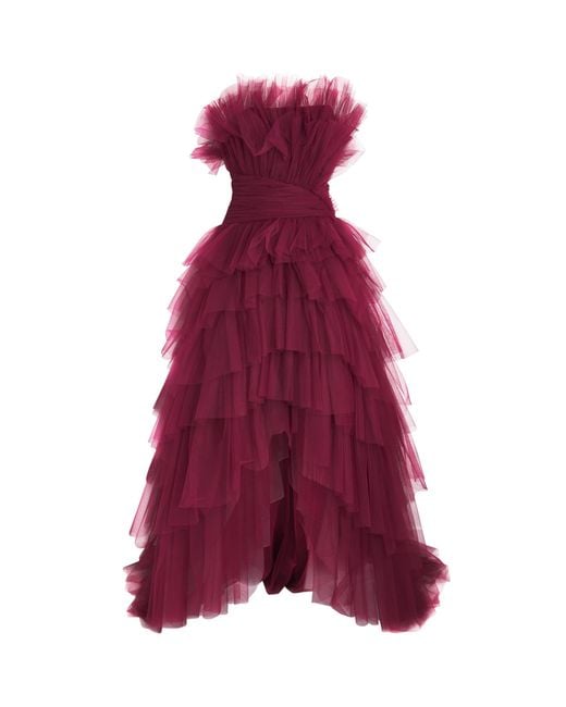 Pamella Roland Purple Tulle Sleeveless Gown