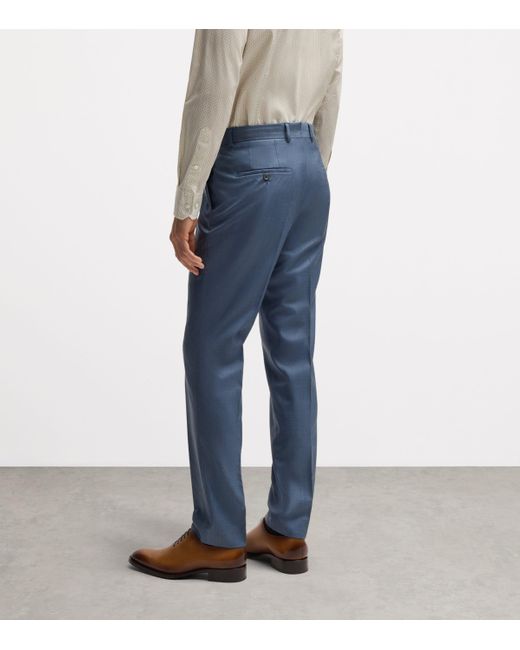 Boss Blue Virgin Wool-Silk 2-Piece Suit for men