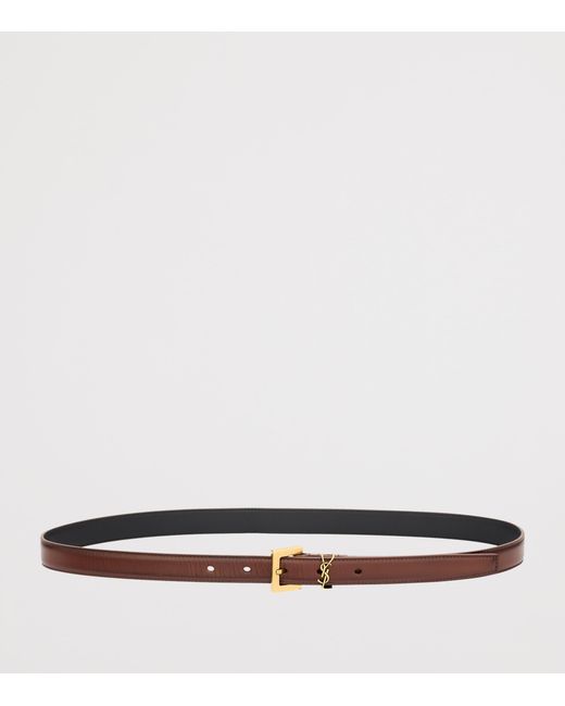 Saint Laurent White Smooth Calfskin Cassandre Belt