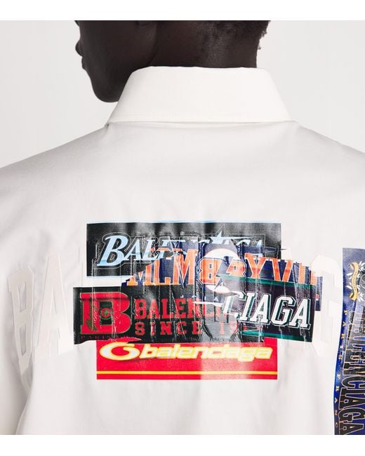 Balenciaga White Cotton Security Tape Shirt for men