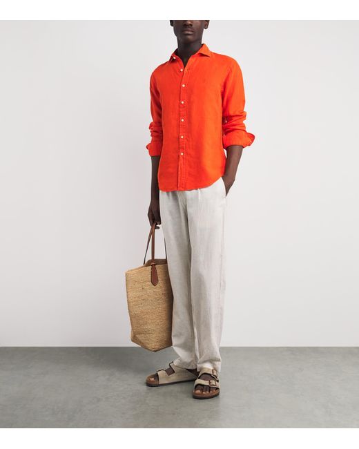 Polo Ralph Lauren Red Linen Custom-Fit Shirt for men
