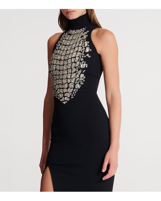 sachin and babi light blue dress BALMAIN Cocktail Dress in Black Silk Embroidered with Black Sequins Size 38  For Sale at 1stDibs