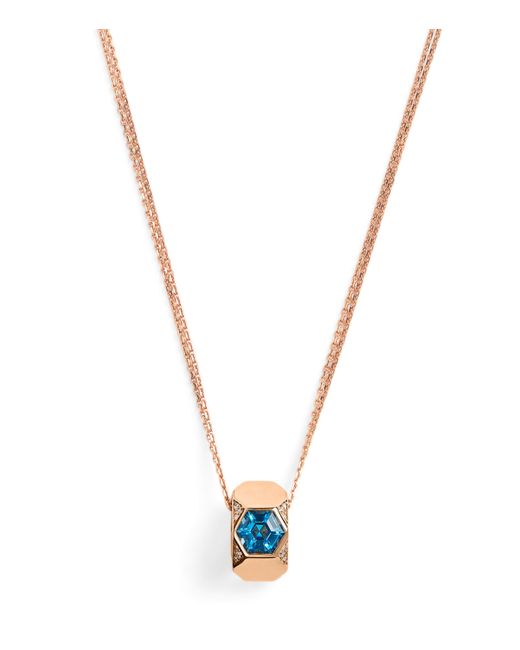 BeeGoddess Metallic Diamond And Topaz Honeycomb Necklace