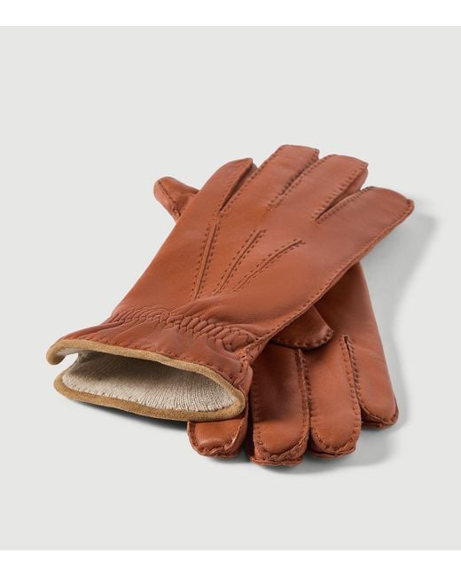 Brunello Cucinelli Brown Leather Gloves for men