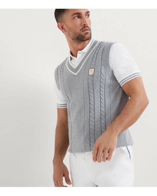 Brunello Cucinelli Gray Cotton Cable-knit Sweater Vest for men