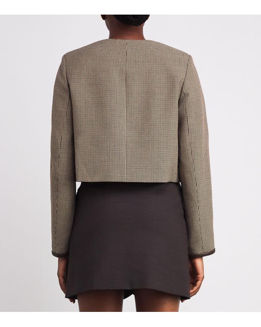 Claudie Pierlot Brown Houndstooth Cropped Jacket
