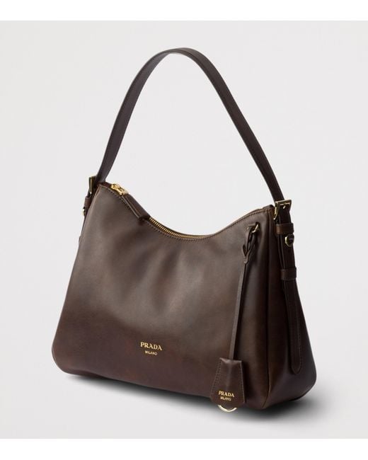 Prada Brown Medium Leather Aimée Shoulder Bag