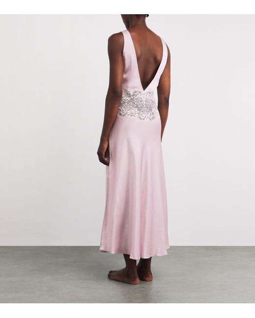Bocan Pink Lace-Trim Beatrice Slip Dress