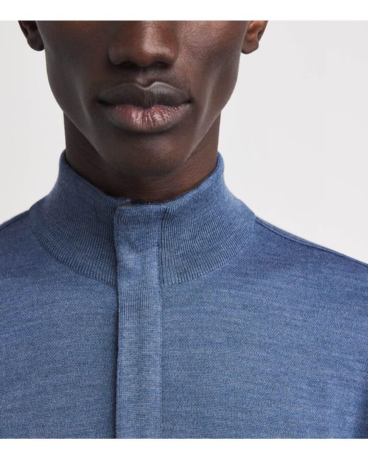 Paul & Shark Blue Virgin Wool Quarter-Zip Sweater for men