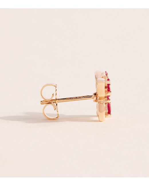 Suzanne Kalan Pink Diamond And Ruby Princess Mini Butterfly Stud Earrings