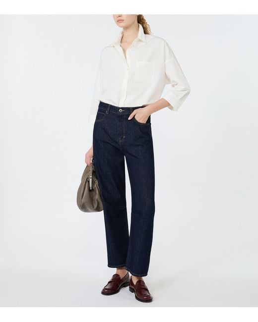 Weekend by Maxmara White Cotton Cropped Sleeve Shirt