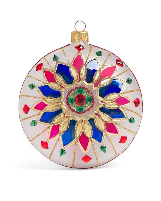 Harrods White Glass Compass Bauble