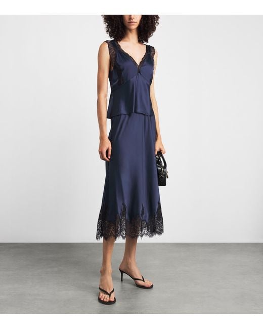 PAIGE Blue Satin Marin Top
