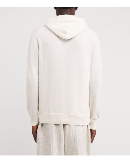 Eleventy White Cashmere Zip-Up Hoodie for men
