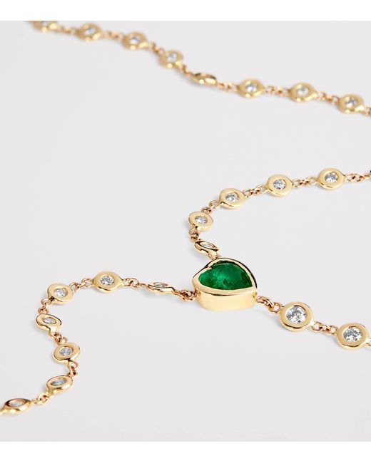 Jacquie Aiche White Diamond And Emerald Sophia Necklace