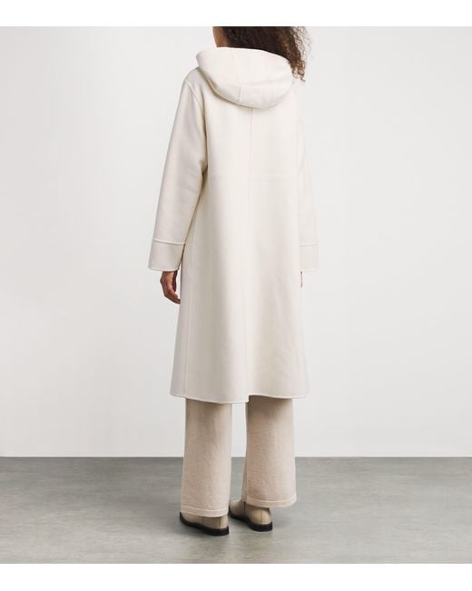 Eleventy White Wool Hooded Coat