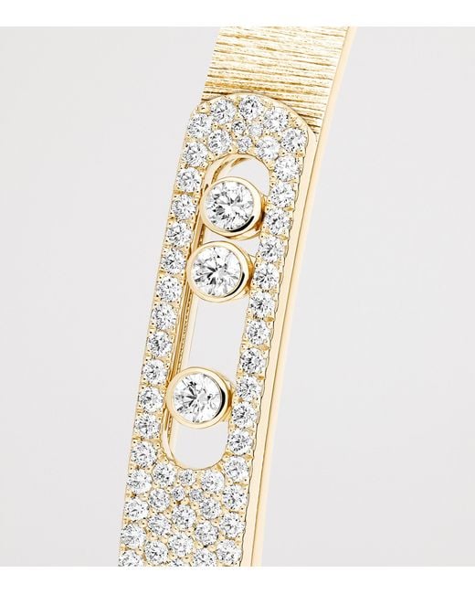 Messika Natural Move Noa Diamond And Half Pavé Chiselled Bangle