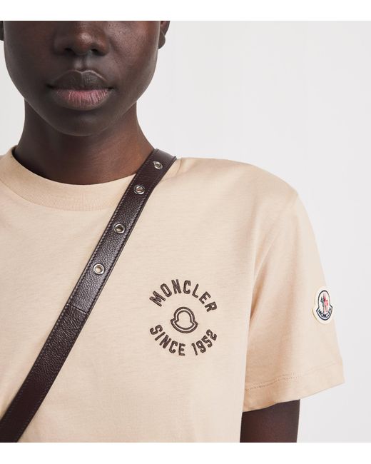 Moncler Natural Cotton Logo Embroidered T-Shirt