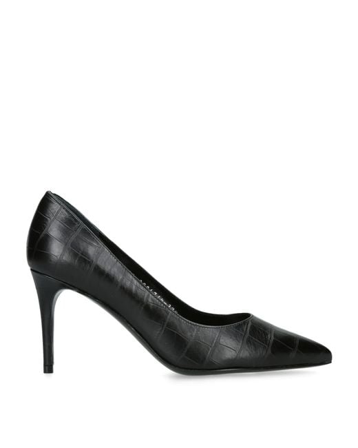 Gina Black Croc-Embossed Leather Remi Pumps 85