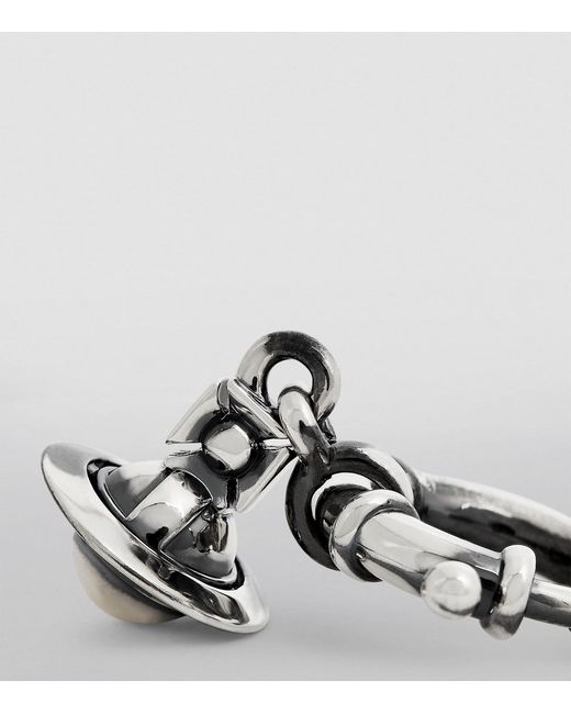 Vivienne Westwood White Pauliana Single Hoop Earring for men