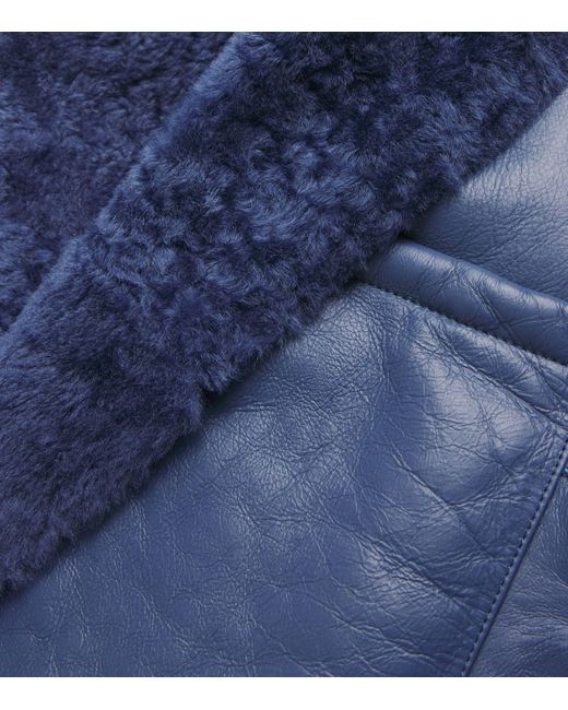 Joseph Blue Shearling Cosser Reversible Coat