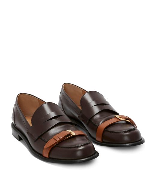 J.W. Anderson Brown Leather Buckle-detail Loafers for men