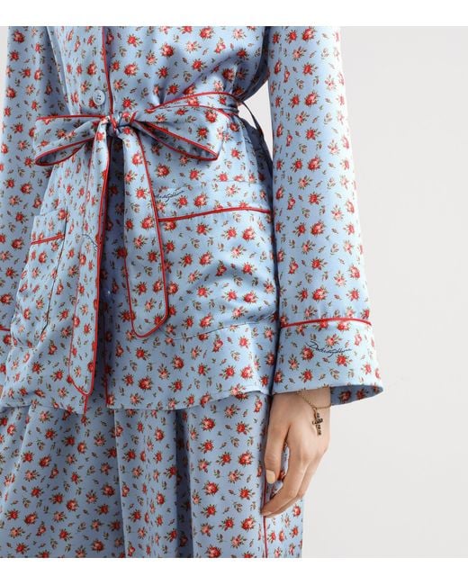 Dolce & Gabbana Blue Silk Floral Shirt