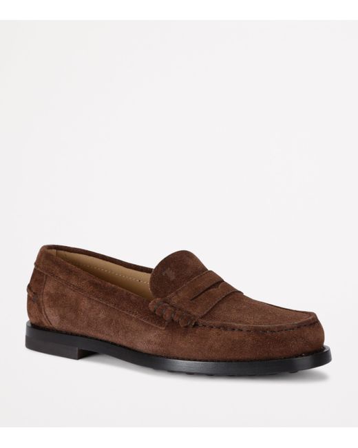 Tod's Brown Suede Penny Loafers