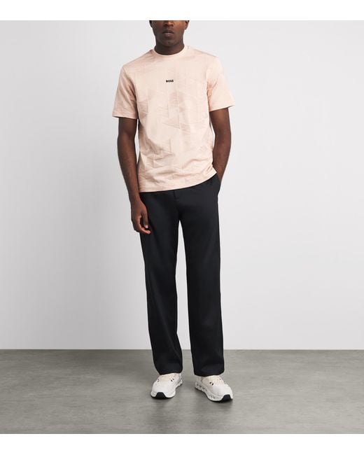Boss Pink Cotton Network Logo T-Shirt for men