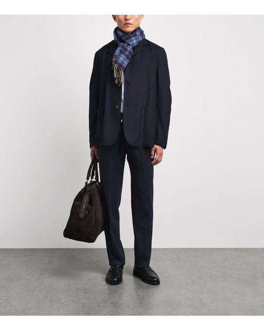 FIORONI CASHMERE Blue Virgin Wool Straight Chinos for men