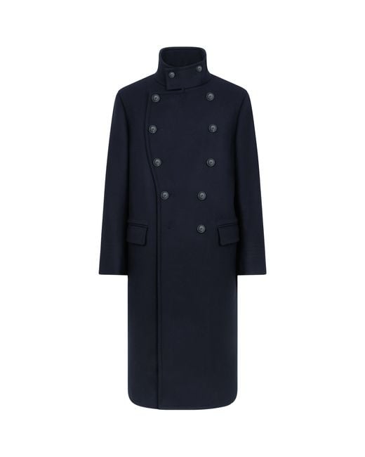 Tom Ford Blue Wool Military Overcoat for men