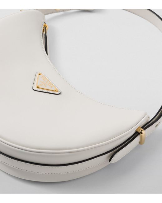 Prada White Leather Arqué Shoulder Bag