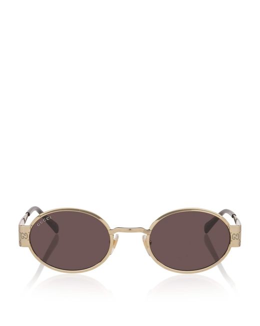 Gucci Brown Metal Round Sunglasses for men