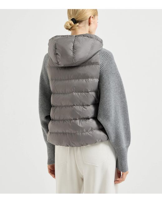 Brunello Cucinelli Gray Down Water-Resistant Padded Jacket