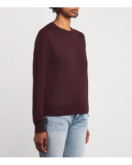 Saint Laurent Purple Wool Crew-Neck Sweater